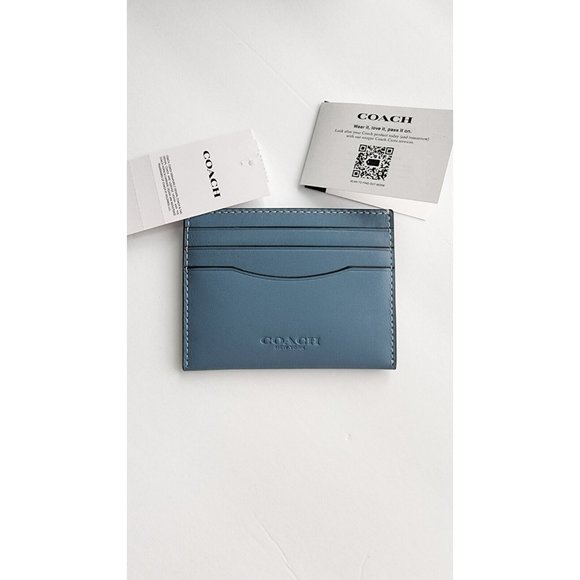 Coach Slim ID Card wallet 100 % leather in Indigo Blue UNISEX NWT! - Picture 2 of 6